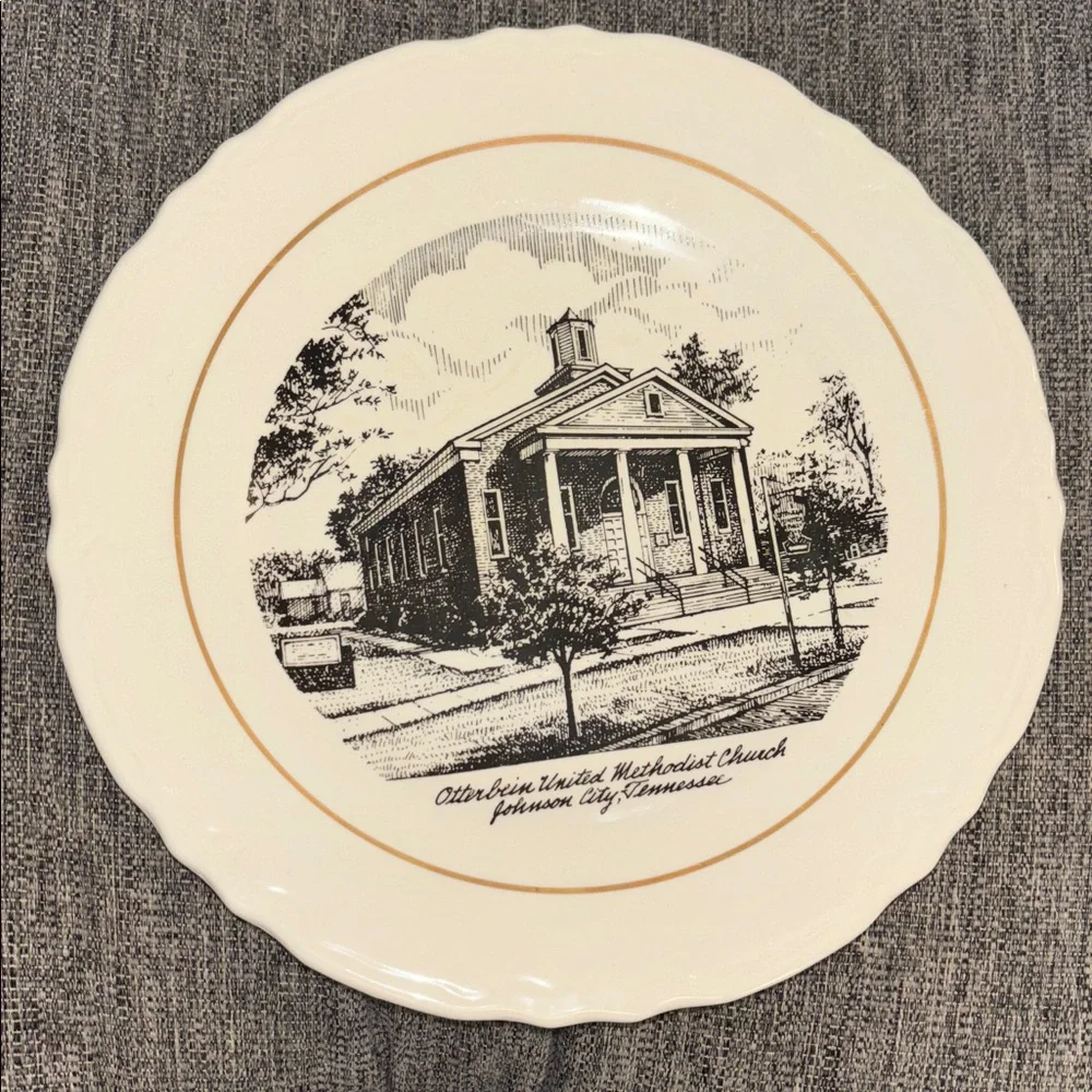 Vintage Lucile S Piper Memory Plates Decorative Plate with Church Illustration